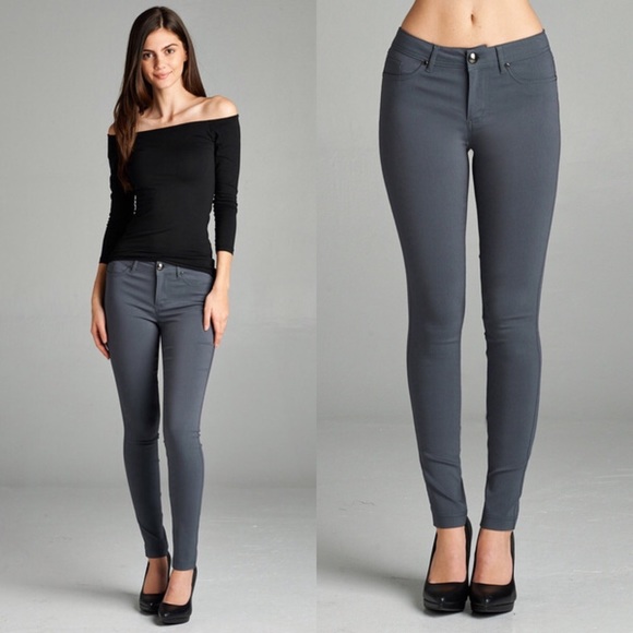 BESTSELLER🖤 charcoal gray skinny jeggings pants - Picture 2 of 2